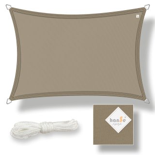 hanSe® Marken Sonnensegel 100% Polyester Rechteck 2x4 m Taupe