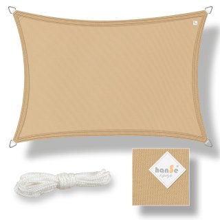 hanSe® Marken Sonnensegel 100% Polyester Rechteck 2x3 m Sand